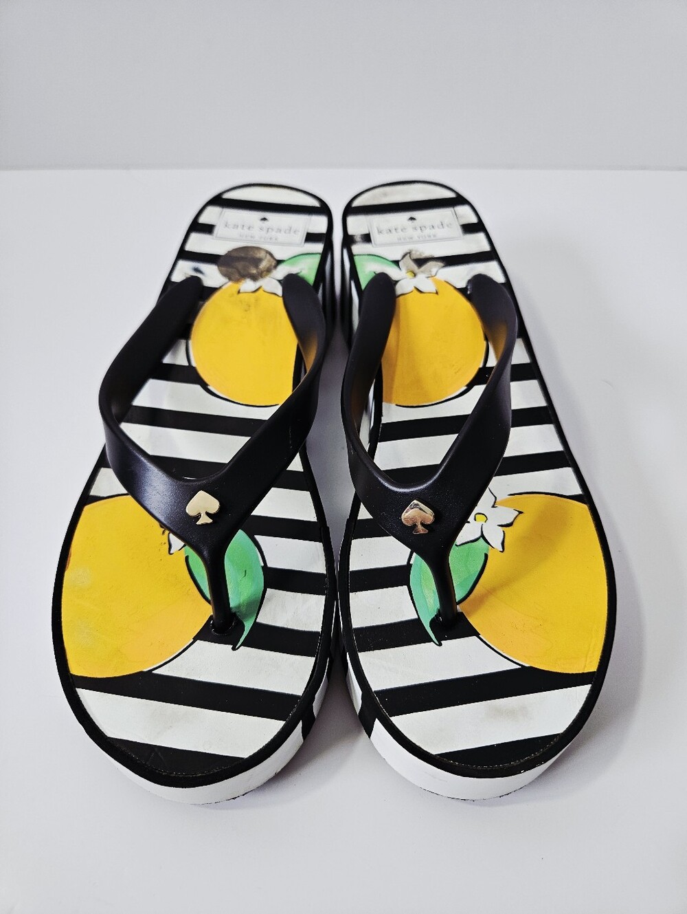 Kate Spade Orange Blossom Striped Platform Sandals Size 9 Flip Flops